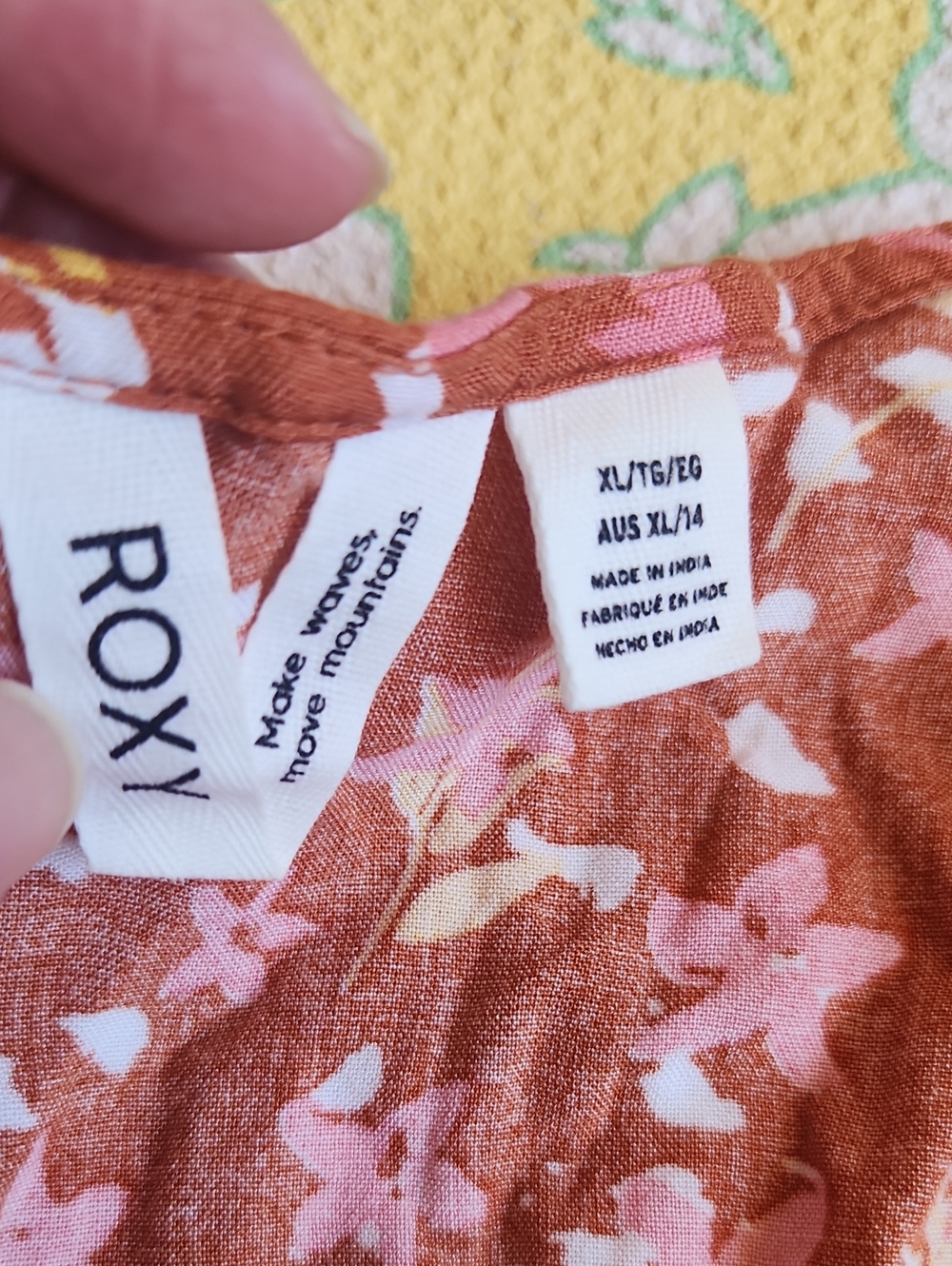 Roxy Rust Pink Floral V-Neck Long Sleeve Romper - Picture 2 of 4
